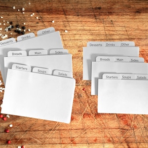 Snow White Recipe Card Dividers 4x6 or 3x5 - for Recipe Boxes/Cards