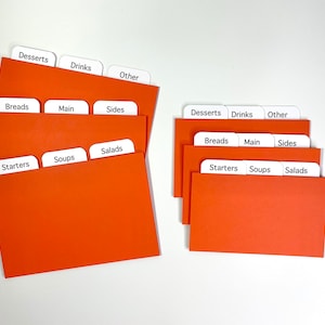 Divisores de tarjetas de recetas de naranja primaria 4x6 o 3x5 - para cajas / tarjetas de recetas