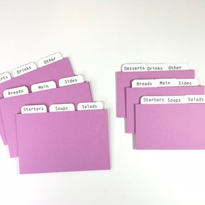 Orchid Recipe Card Dividers 4x6 or 3x5 - for Recipe Boxes/Cards