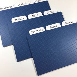 Divisores de cartões de receitas em relevo Night Water 4x6 ou 3x5 - para caixas/cartões de receitas