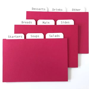 Sweet Berry Recipe Card Dividers 4x6 or 3x5 - for Recipe Boxes/Cards