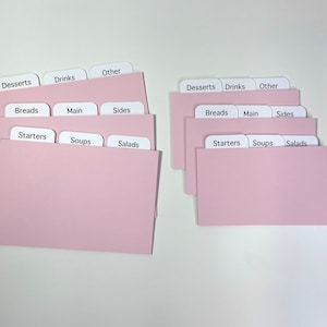 Pink Lace Recipe Card Dividers 4x6 or 3x5 - for Recipe Boxes/Cards