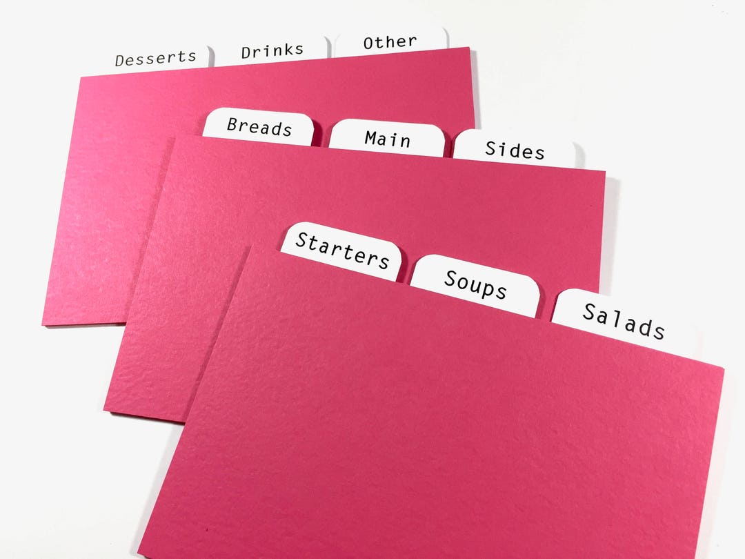 Intense Pink Recipe Card Dividers 4x6 or 3x5 for Recipe Etsy