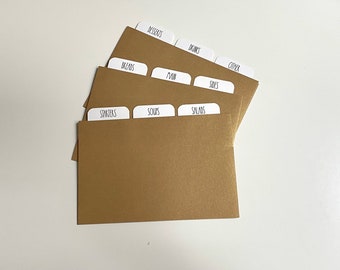 Gold Shimmer Recipe Card Dividers 4x6 or 3x5 - Rae Dunn Style Font