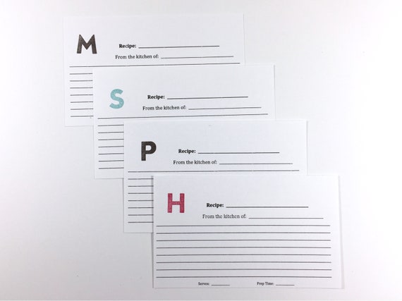 from the kitchen of bold block monogrammed 3x5 recipe cards etsy recipe cards from the kitchen of