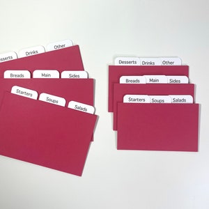 Strawberry Recipe Card Dividers 4x6 or 3x5 - for Recipe Boxes/Cards