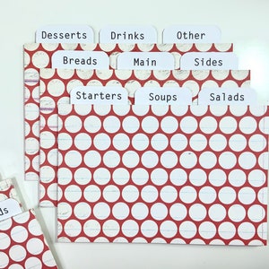 Retro Dots Recipe Card Dividers 4x6 or 3x5 - for Recipe Boxes/Cards