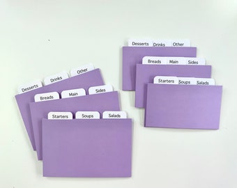 Periwinkle Recipe Card Dividers 4x6 or 3x5 - for Recipe Boxes/Cards
