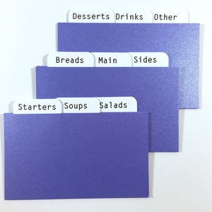 Venus Violet Shimmer Recipe Card Splitrs 4x6 o 3x5 - para cajas de recetas / tarjetas