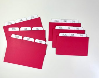 Primary Red Recipe Card Dividers 4x6 or 3x5 - Rae Dunn Style Font