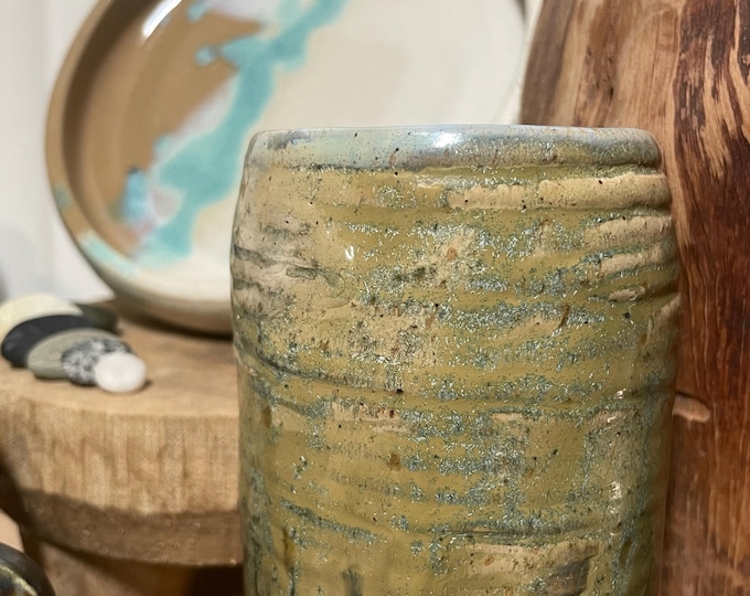 Artisan ceramic 200mL cup - Ocean Ridged