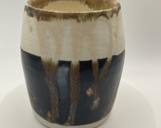 Artisan ceramic 250mL coffee cup - Black-brown and white