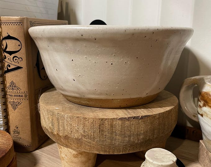 Artisan large ceramic bowl - white