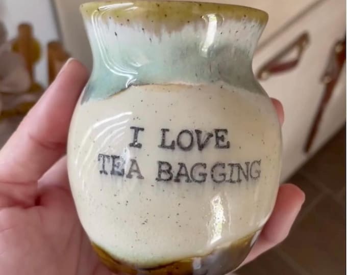 Artisan ceramic 180mL mug - I Love Tea Bagging