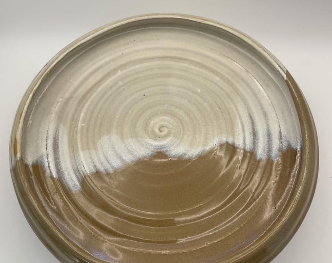 Artisan ceramic flat bowl 22cm - ridged