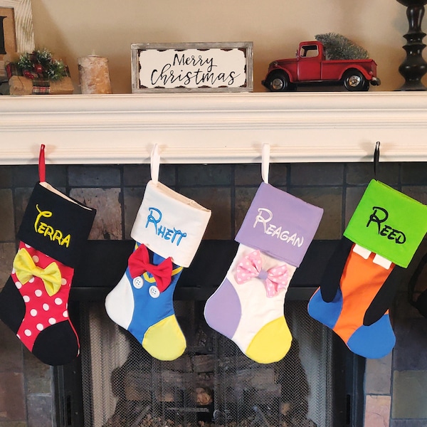 CHRISTMAS STOCKINGS - EMBROIDERED personalized Disney Character Inspired stockings - over 50 characters to choose from!!