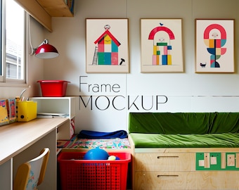 Poster mockup a 3 cornici - Camera dei bambini - Oggetto avanzato PSD