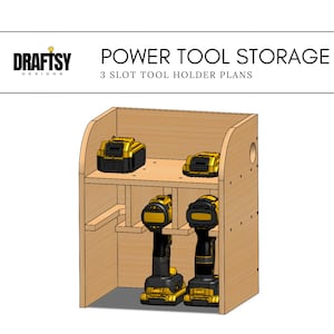 3 Slot Cordless Tool Organizer Plans - Drill Holder, Reciprocating Saw Storage, DIY Woodworking Plans, CNC DXF Files for Workshop & Garage