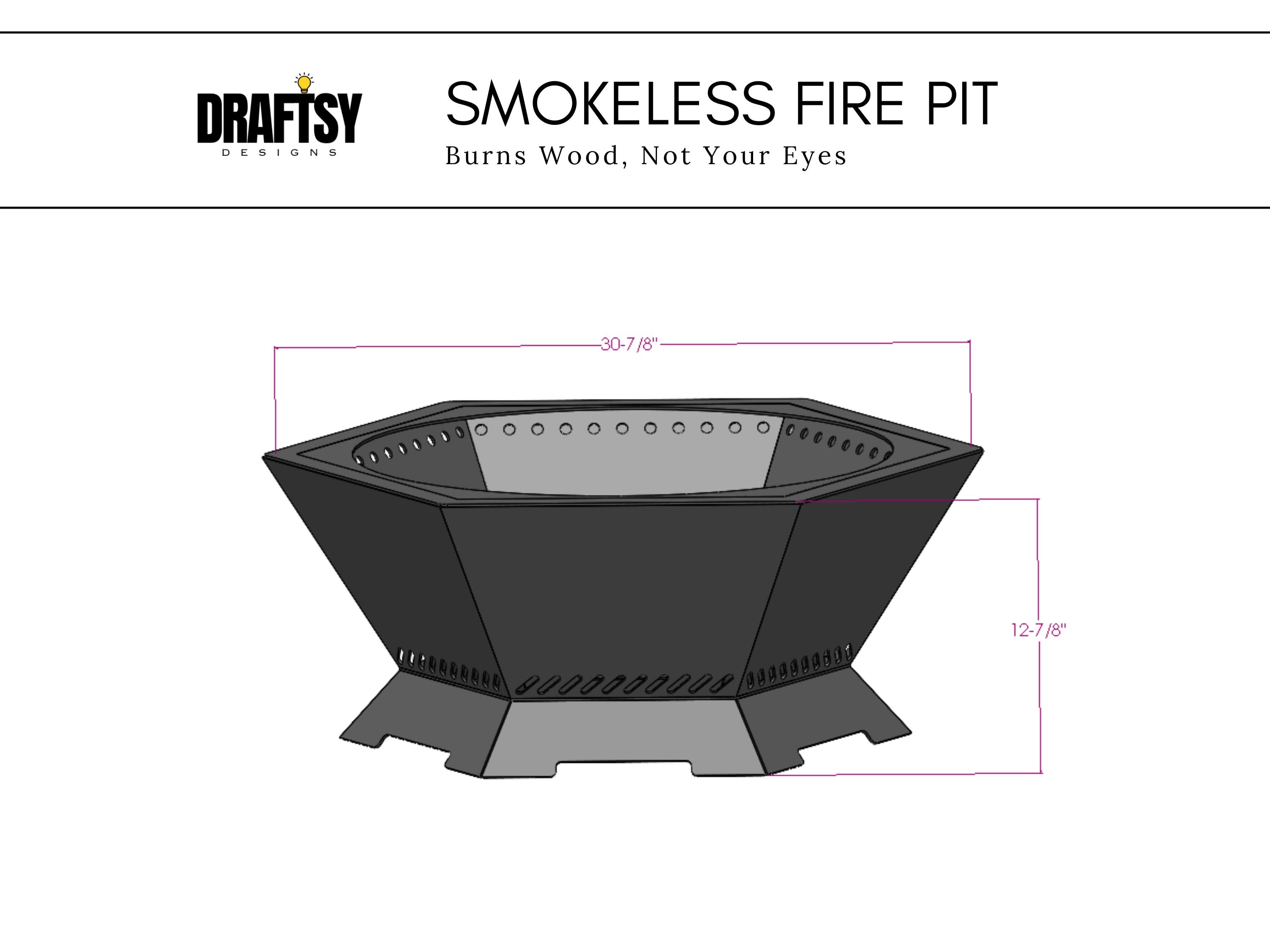 Smokeless Fire Pit DXF File | Octagon BBQ Grill With Ash Collector ...