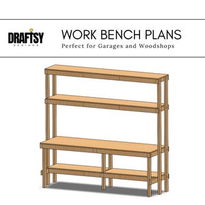 DIY Workbench Plans - Garage Work Table with Storage Shelves, 96” Workbench for Workshop, Woodworking Plans for Hobbyists & Professionals