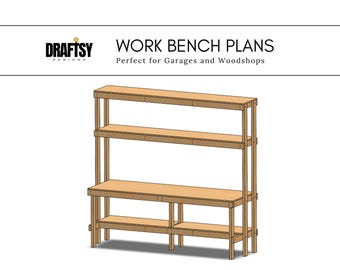 DIY-werkbankplannen - garagewerktafel met opbergplanken, 96-inch werkbank voor werkplaats, houtbewerkingsplannen voor hobbyisten en professionals