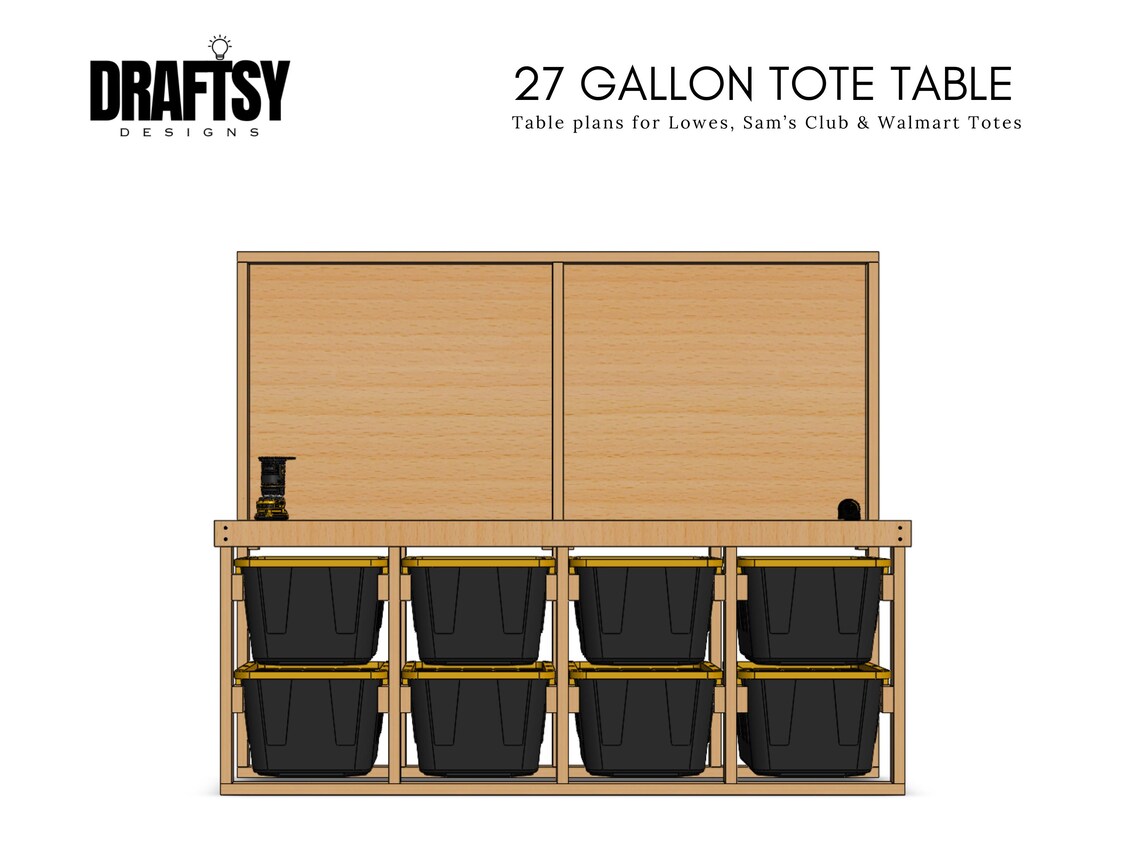 Sam's Tote Rack DIY Workbench Plans - 8 Tote Storage Rack With Wood Top and Back ...