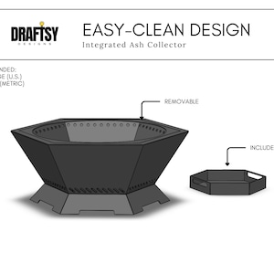 Puede incluir: Un brasero octogonal negro con una bandeja de cenizas extra&iacute;ble. El dise&ntilde;o est&aacute; etiquetado como "Easy-Clean Design" e incluye un colector de cenizas integrado. Calibre recomendado: 2,0-3,2 mm (m&eacute;trico).