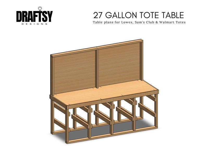 Sam's Tote Rack DIY Workbench Plans - 8 Tote Storage Rack With Wood Top and Back ...