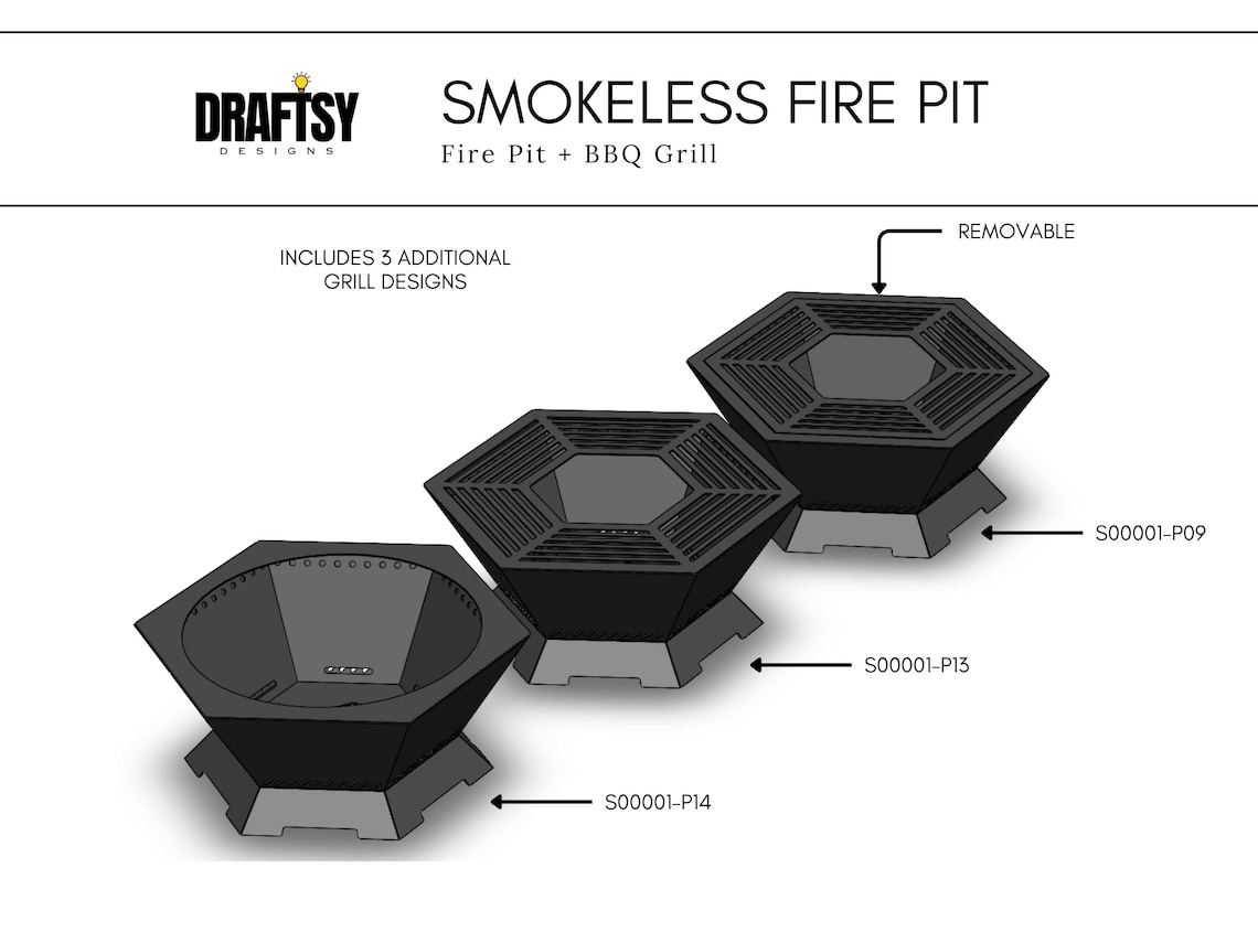 Smokeless Fire Pit DXF File | Octagon BBQ Grill With Ash Collector ...