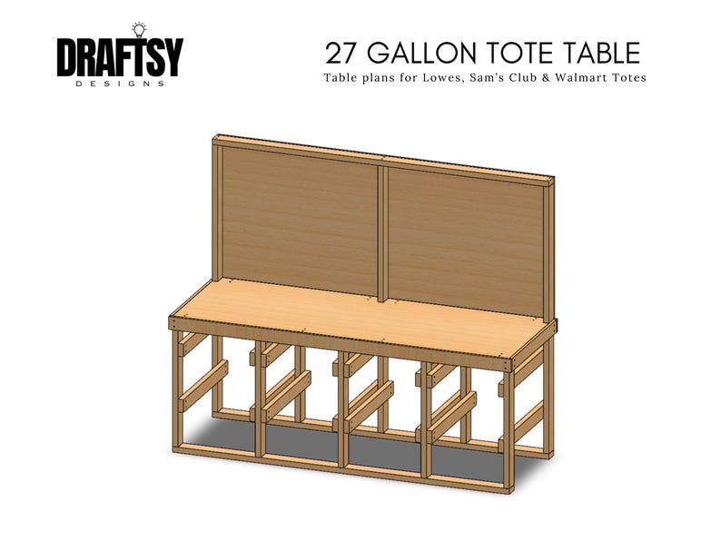 Sam's Tote Rack DIY Workbench Plans - 8 Tote Storage Rack With Wood Top and Back ...