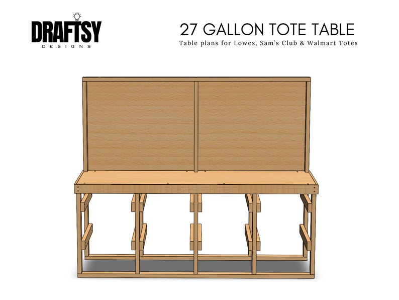 Sam's Tote Rack DIY Workbench Plans - 8 Tote Storage Rack With Wood Top and Back ...