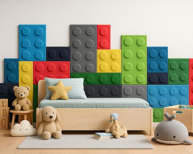 3D Felt Block Wall Panels: Acoustic Kids Room Decor for lego fans