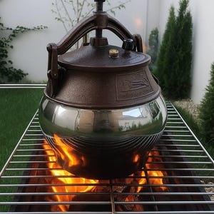 Afghan Kazan Pressure Cauldron – Pilaf Cooker, Cast Aluminum Pot, Campfire Kazan, Pressure Cooker for Outdoor & Home Cooking, Authentic Pot