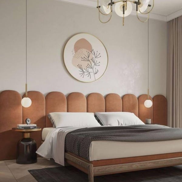 Luxury Upholstered Wall Panels – Custom Soft Padded Headboard Wall Art for Modern Bedroom Decor