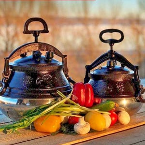 Afghan Kazan Pressure Cauldron – Pilaf Cooker, Cast Aluminum Pot, Campfire Kazan, Pressure Cooker for Outdoor & Home Cooking, Authentic Pot