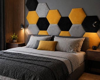 Hexagon Padded Wall Panels – Soft Kids Headboard for Nursery or Bedroom, Upholstered Wall Decor for Kids Room