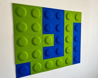 3D Felt Block Wall Panels: Acoustic Kids Room Decor for lego fans