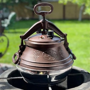 Afghan Kazan Pressure Cauldron – Pilaf Cooker, Cast Aluminum Pot, Campfire Kazan, Pressure Cooker for Outdoor & Home Cooking, Authentic Pot