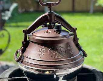 Olla a presión afgana Kazan: olla de aluminio fundido para pilaf, ideal para fogatas y uso doméstico.