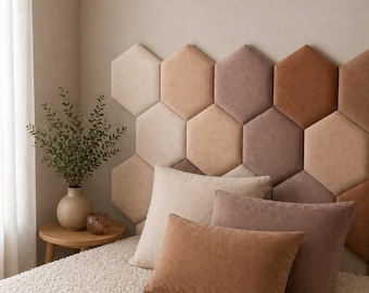 Hexagon Padded Wall Panels – Soft Kids Headboard for Nursery or Bedroom, Upholstered Wall Decor for Kids Room