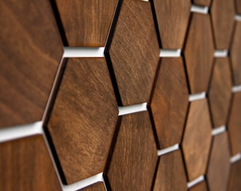 3D Wooden Wall Panels – Hexagon Honeycomb Decor for Modern Interiors