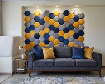 Hexagon Padded Wall Panels – Soft Kids Headboard for Nursery or Bedroom, Upholstered Wall Decor for Kids Room