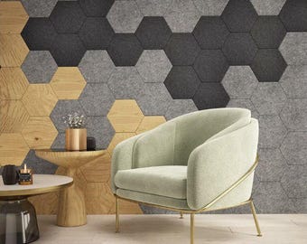 Felt Acoustic Wall Panel: Decorative Hexagon Pin Board, Kids Room Decor (10.2x11.8 inch)