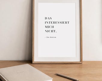 Non me ne potrebbe importare di meno | Poster con dichiarazione | Stabilire dei limiti | Immagine in bianco e nero | Download digitale | Stampabile in formato A3, A4, A5, A6