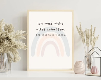 Cita de arte mural digital: «No tengo que hacerlo todo» | Póster de autocuidado | Boho | Minimalista | Carga mental | Afirmación