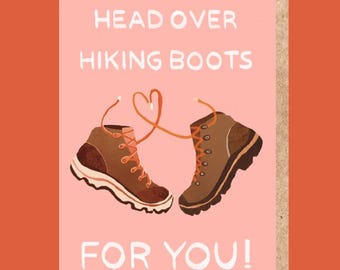 Hiking Boots Love Card | Eco-Friendly Hiker Greeting Card (4x6")