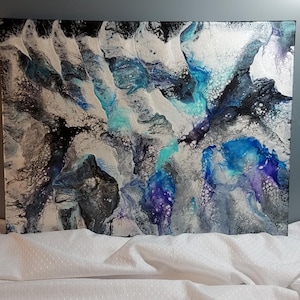 18x24 &quot;Metallic Galaxy&quot; - Fluid Art/Original Acrylic Pour Painting on Canvas