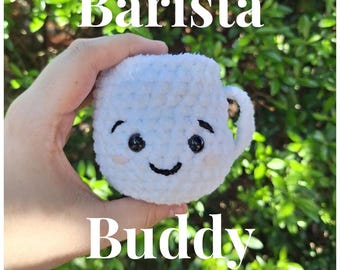 Barista Buddy - Mini peluche au crochet pour café/café au lait - Tasse à café au crochet faite main