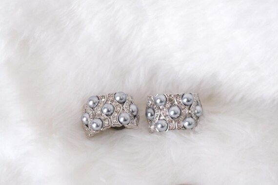 1970's Large Silver Curved Rectangular Clips In S… - image 8