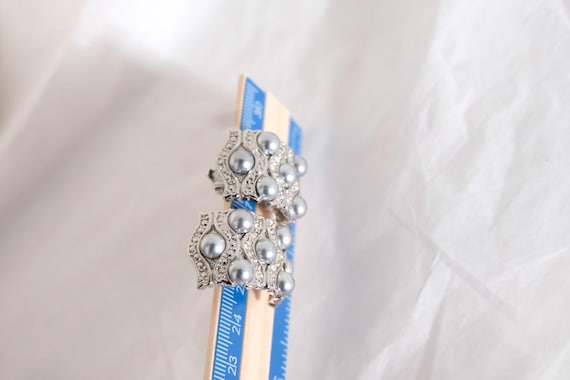 1970's Large Silver Curved Rectangular Clips In S… - image 16